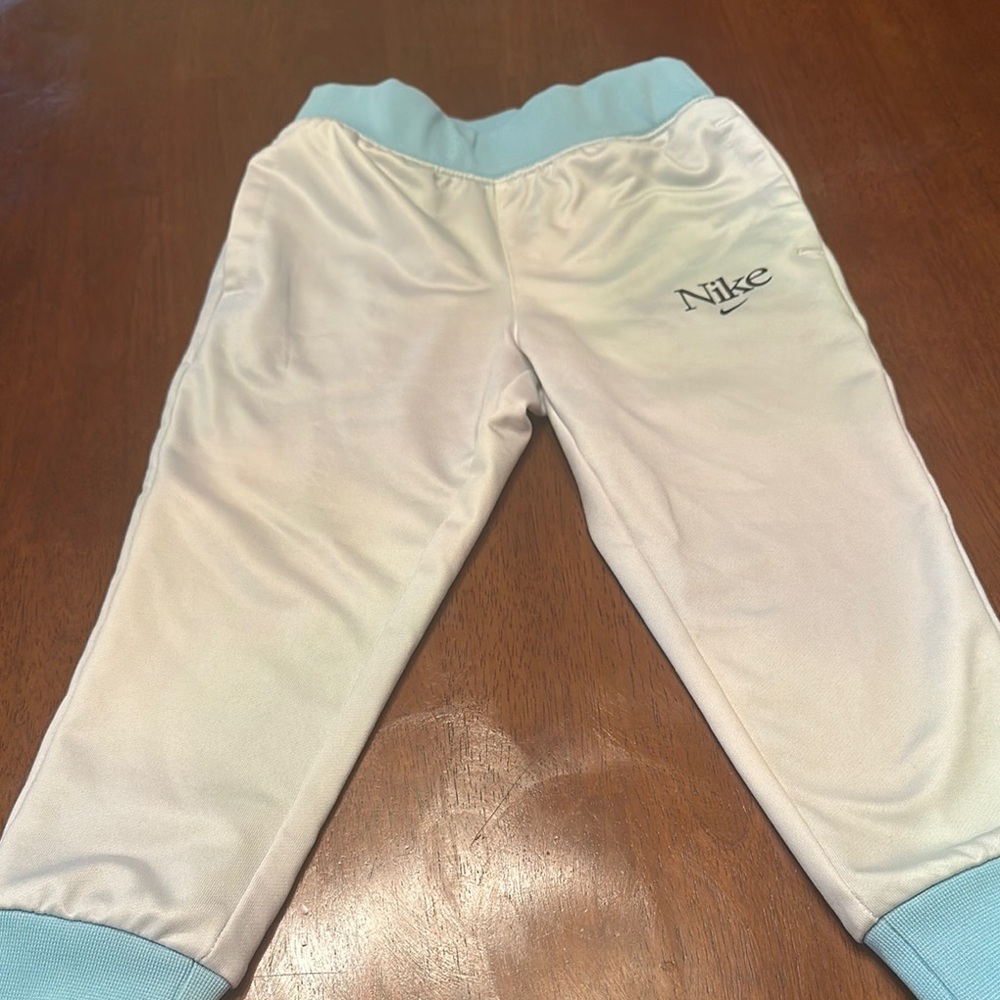 Nike White and Light Blue Joggers